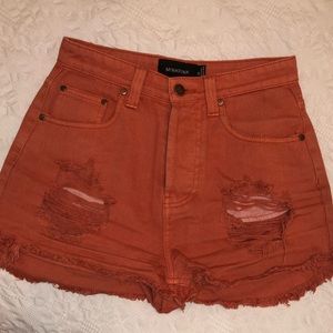 MINKPINK high waisted burnt orange shorts